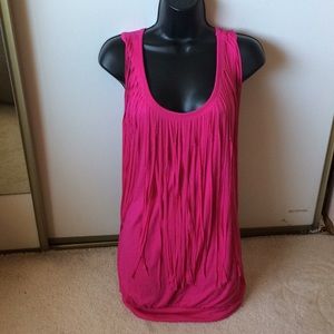 Hot pink mini dress with fringes